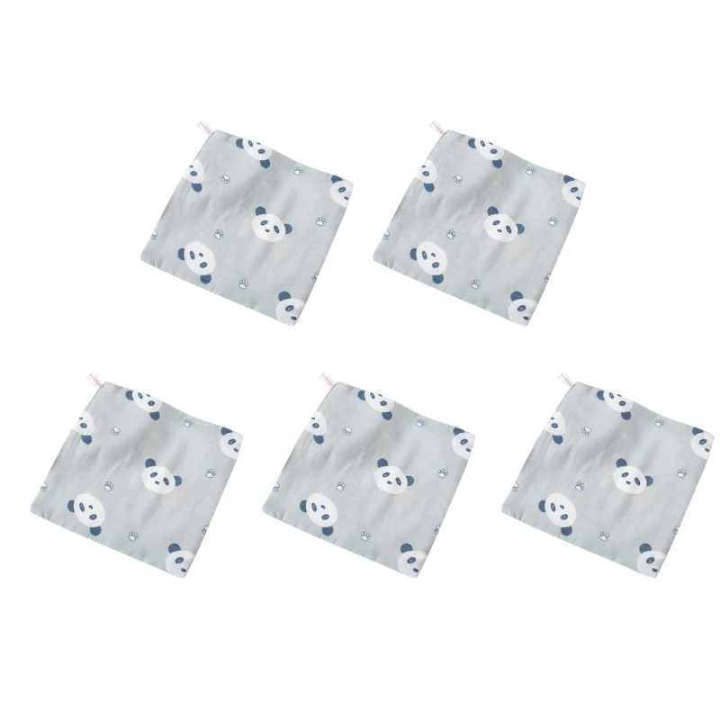 

5pcs Newborn Face Towel 6 Layers Cotton Baby Washcloths Soft Cartoon Bath Towel A0KC