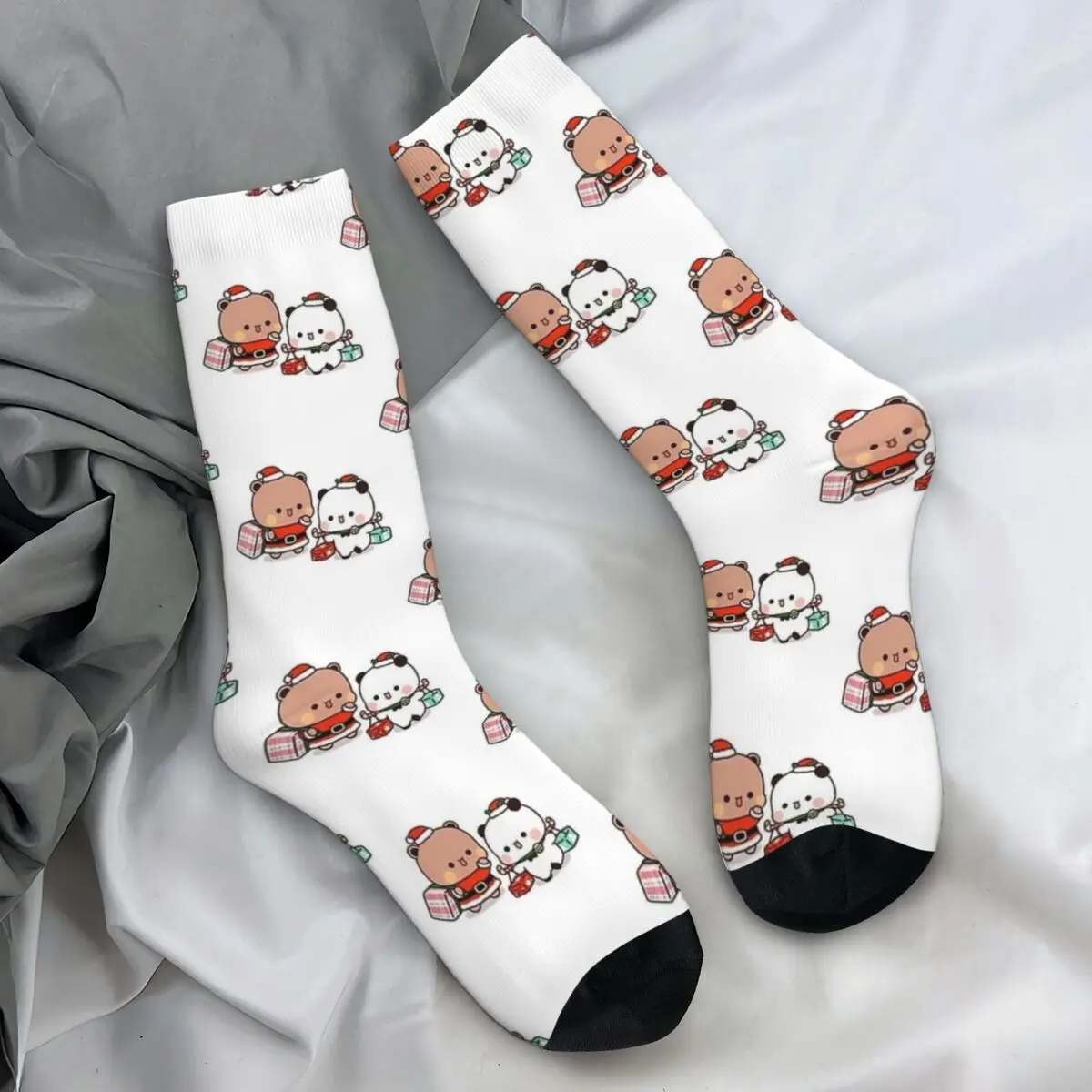 

Bubu Dudu Dancing In Love Christmas Socks Bear Casual Stockings Autumn Anti Skid Adults Men Socks Medium Soft Skateboard Socks