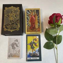 Spanish Golden Foil in Box Tarot Deck Prophecy Cards for Beginners with 2-Languages Guidebook 12x7cm Toro Taro