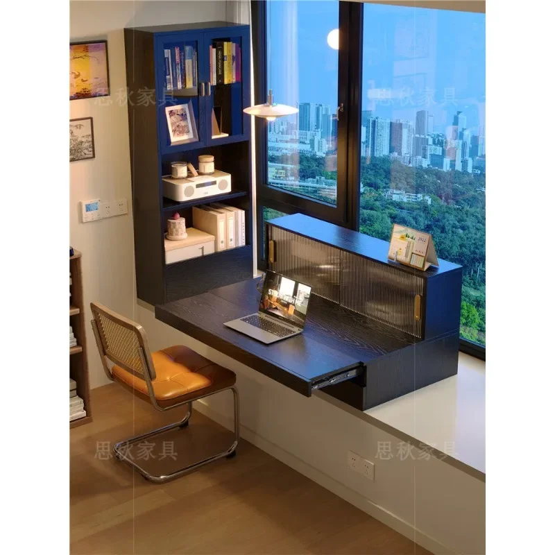 Solid wood bay window desk, bedroom window sill storage cabinet, desktop can be lifted, sliding, sliding, computer desk, student
