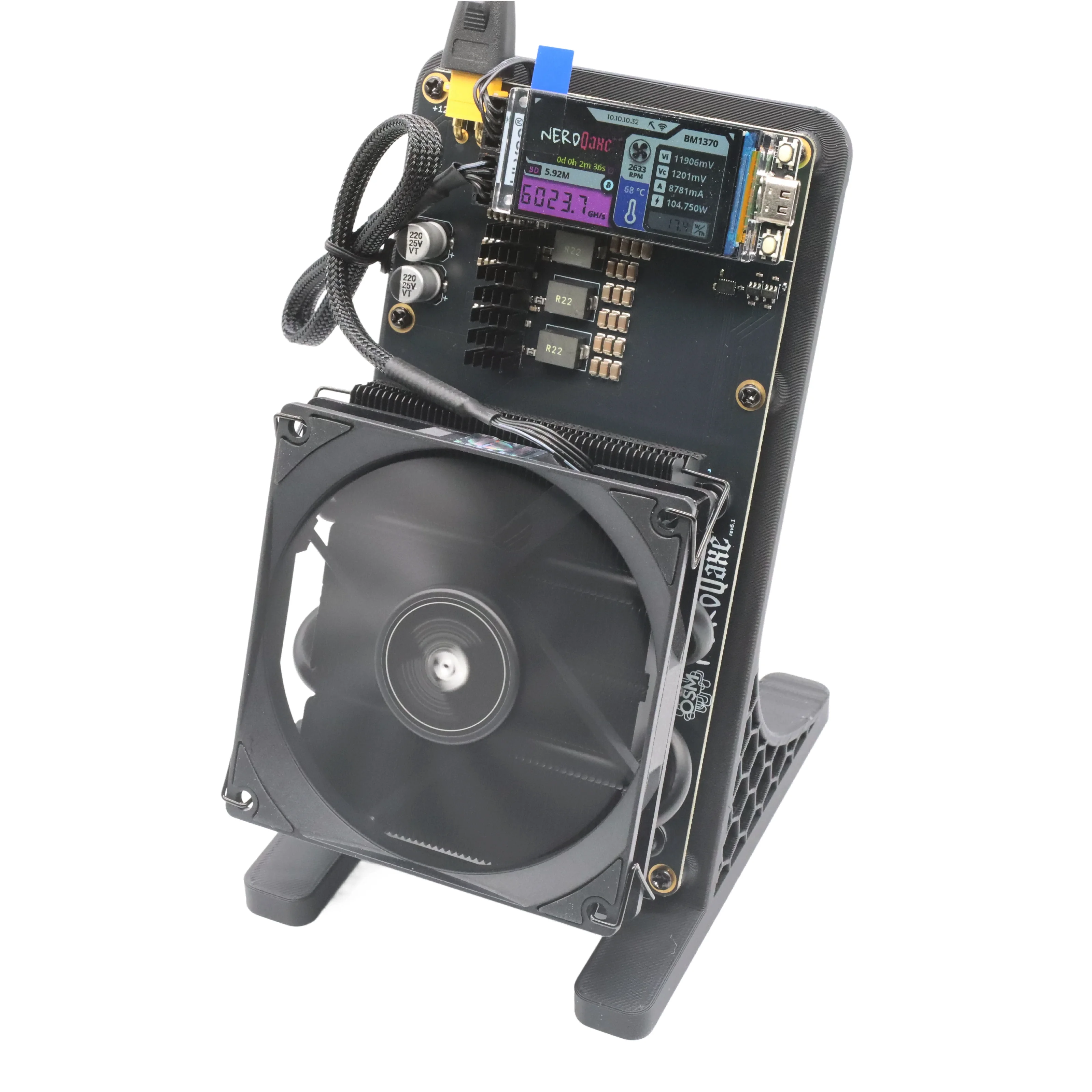 NerdQaxe++ Rev6 Silent Bitcoin Miner 6th/s 100w Dual Cooling Fan Open-Source Mining Machine