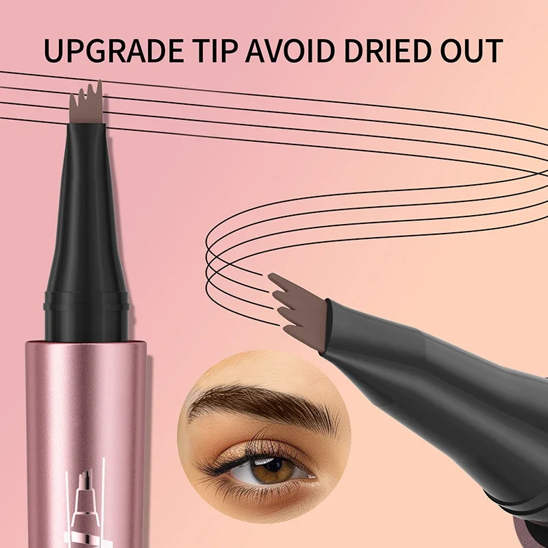 Augenbrauen stift 3d wasserdichter Augenbrauen stift natürliches Make-up feiner Schlag magischer Augenbrauen stift mit 4 Mikro gabel spitzen für Frauen