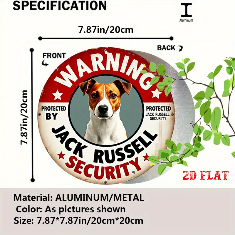 Vintage Round Metal Warning Sign Protected By Jack Russell Security Dog Wall Decor Tin Sign for Home Gate Yard