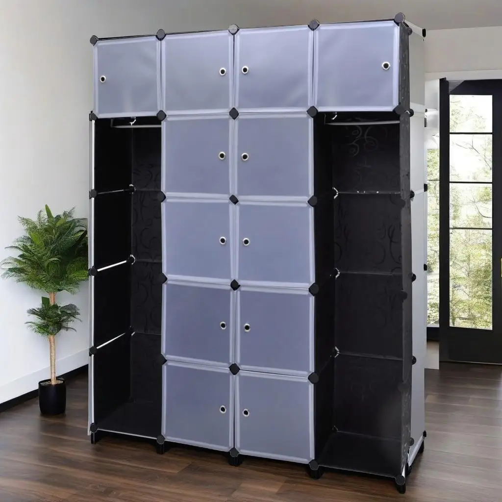 14-Compartment Modular Cabinet Black & for White Storage 14. for X5 7.5x71.1 cm - Versatile Organizer