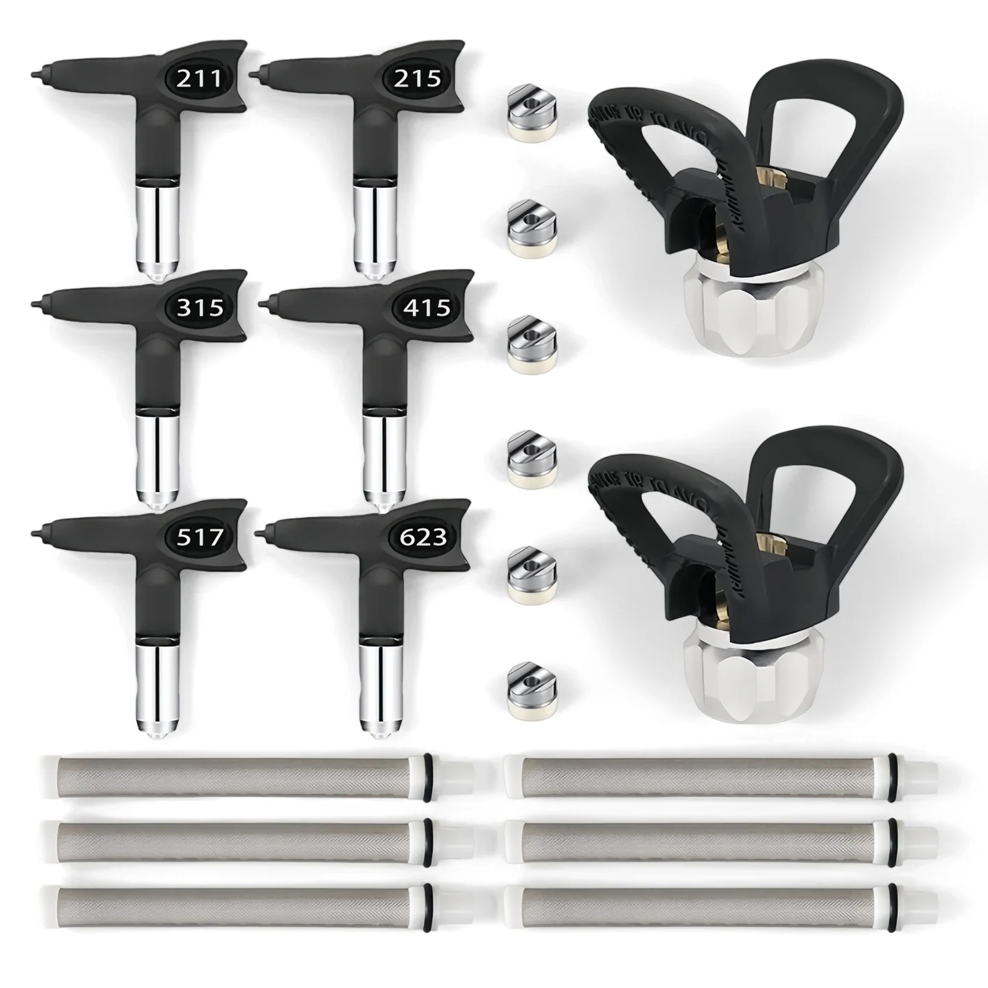 High Pressure Airless Spray Tip Kit 6 Size Spray Tips + 6 Filters 6 Seals 2 Tip Guards Sprayer Maintenance Parts