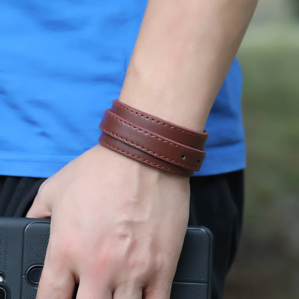 Punk Style Genuine Leather Bracelet for Hand Wrist Wristband Men Woman Watch Strap Couple Jewelry Gift view 4