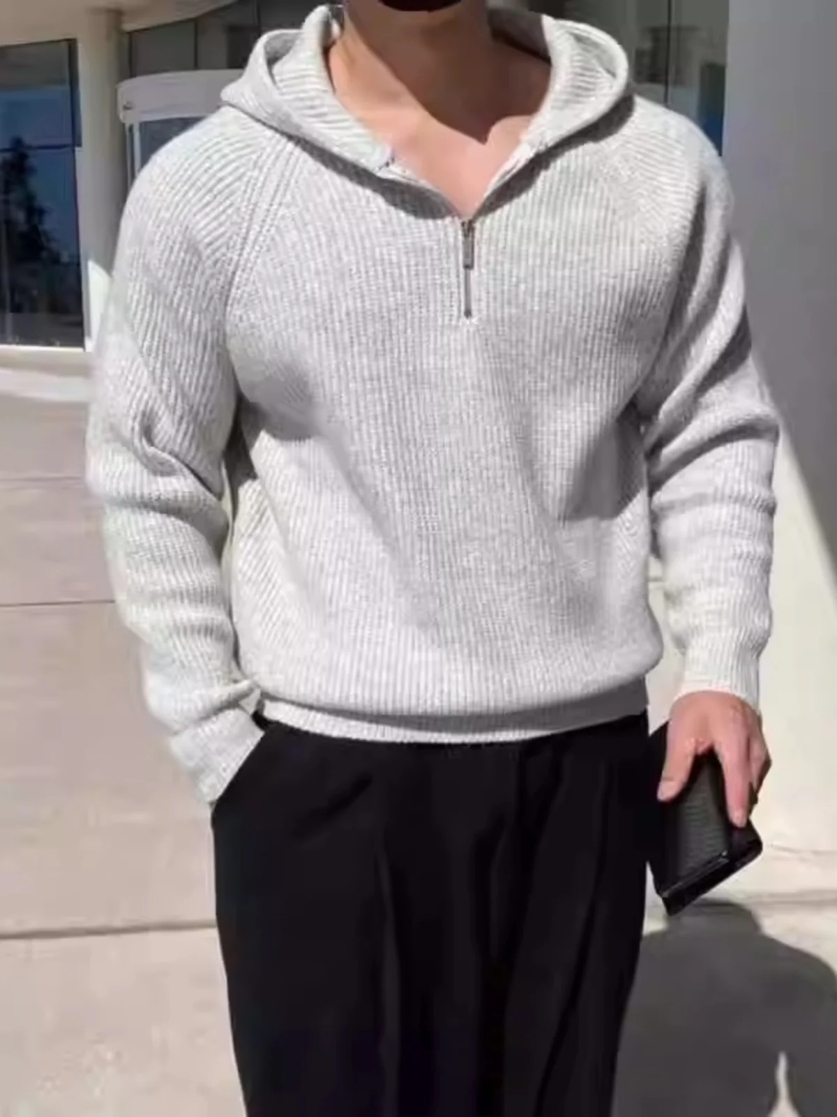 

Laid-ba Sle Men's Hoodie Sweater f Zip Loose Casual Knitted Outerwear Korean Version Autumn Winter Faion Youthful Vi...