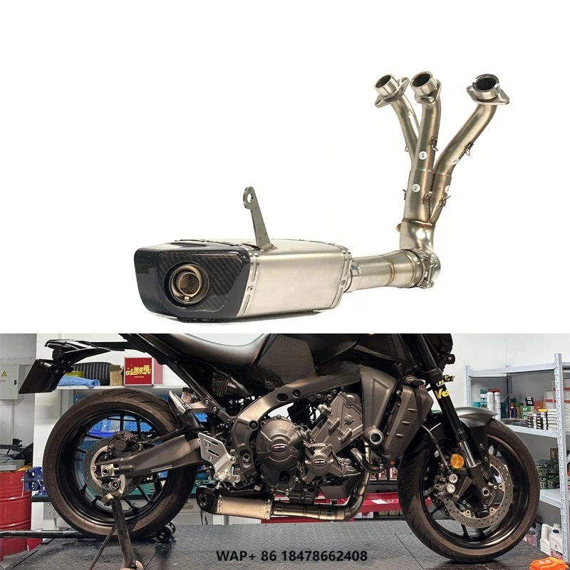 

2021+ Motorcycle Full Exhaust System 2024 2025 MT09 FZ09 MT-09 Exhaust Muffler Link Pipe Moto Escape Two Sensor