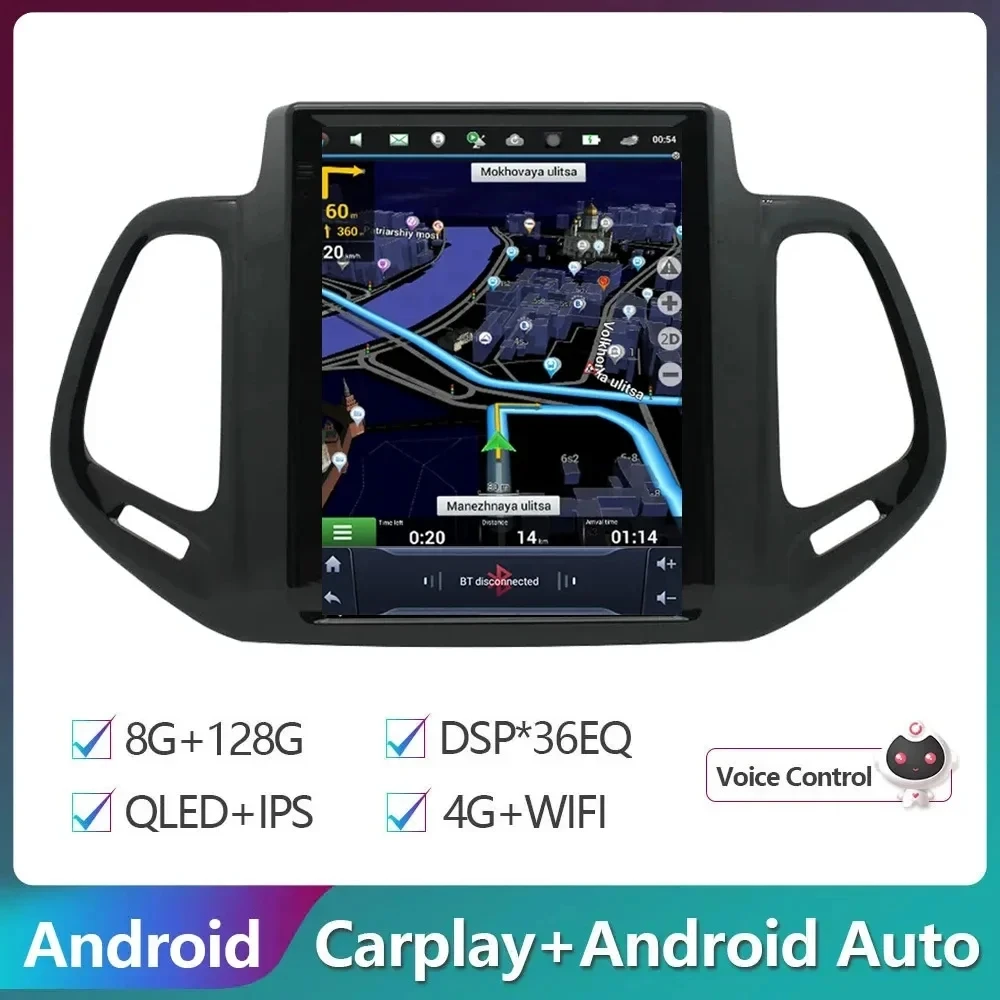 

9.7 " Vertical screen Android 14 For Jeep Compass 2 MP 2017 - 2020 Car Radio WIFI Wireless Carplay Auto DSP Player Multimedia