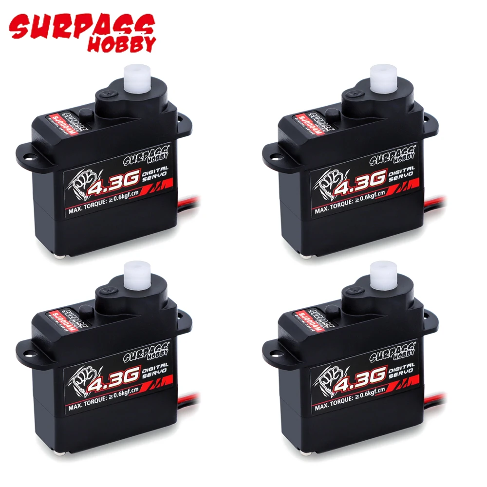 Surpass Hobby SJ0004M 4.8-6.0V 0.6kg Torque 4.3g Digital Metal Gear Servo Cored Motor 25T For RC Airplane/ Car/ Boat Toys MG90S