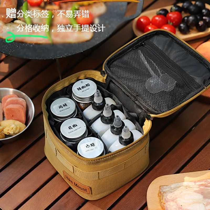 Camping Seasoning Storage Bag, Outdoor Portable Set Cans, Sealed Oil Bottle Combination, Travel Picnic Barbecue Accessories