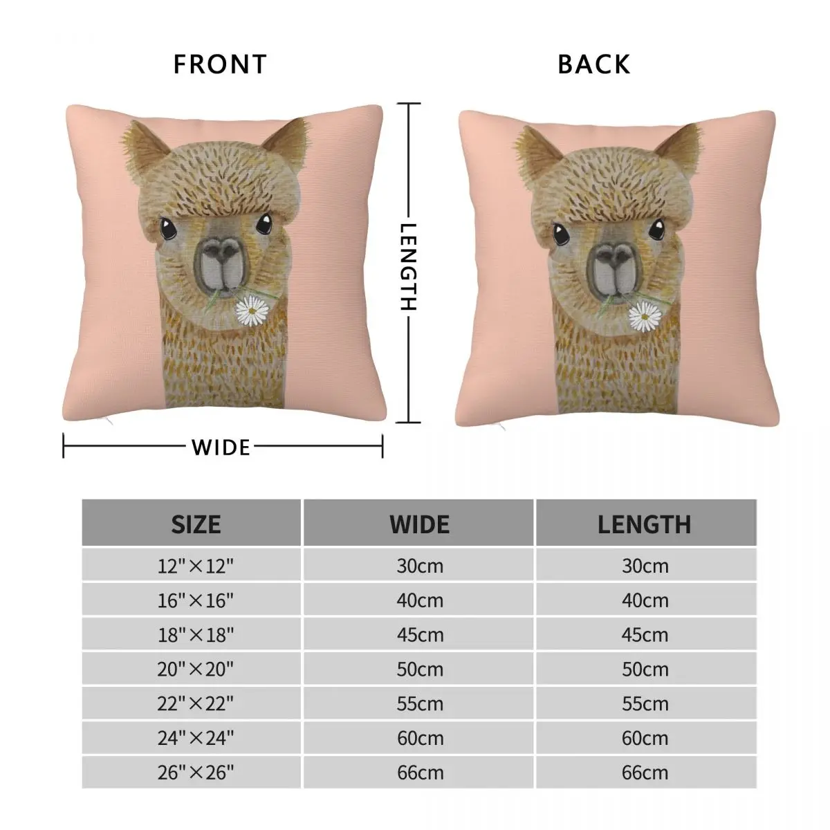 Jimmy The Alpaca Square Pillowcase Polyester Linen Velvet Creative Zip Decorative Throw Pillow Case Room Cushion Cover