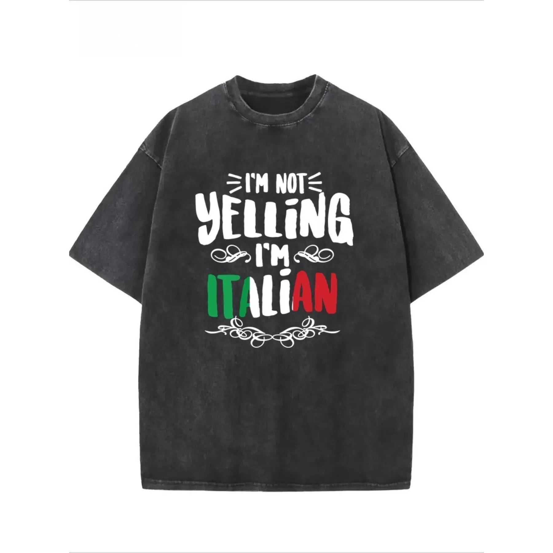 

Funny Italian T-Shirt "I'm Not Yelling I'm Italian" Graphic Tee Unisex Washed Retro Humor Gift Cotton Top