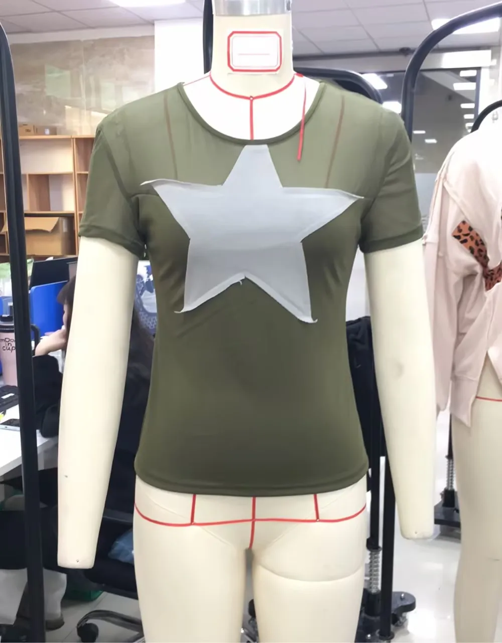 Women Short Sleeve T-Shirts Fashion Star Patchwork Casual Shirts Summer Round Neck Slim Fit Tops Grunge Streetwear