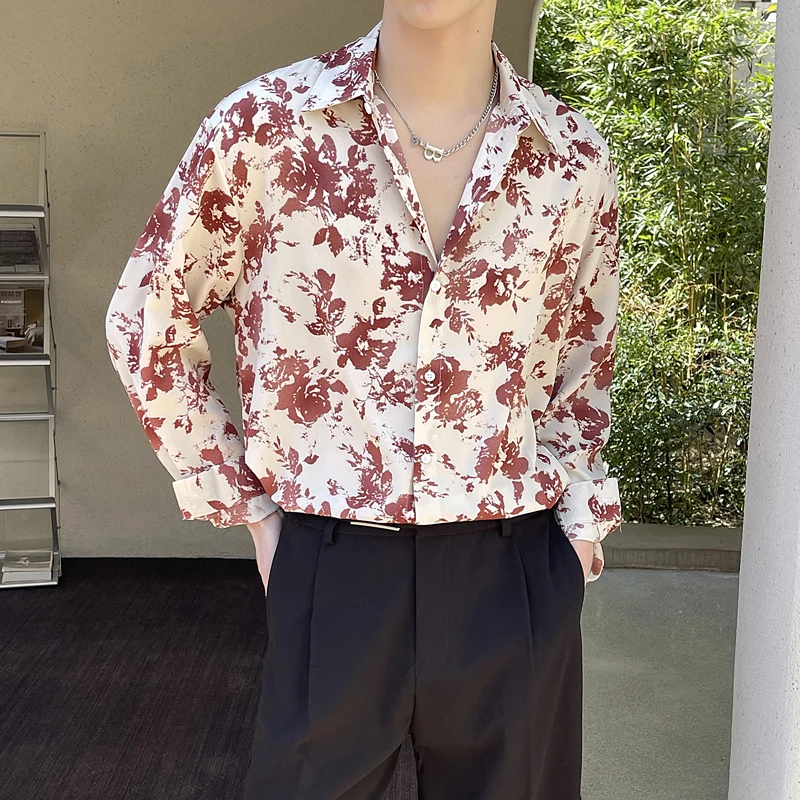 

2023 Summer Floral Flowers Printed Shirts Loose Thin Ice Silk Cozy Comfortable Clothing Stylish Clothing Vacation Holiday Dress