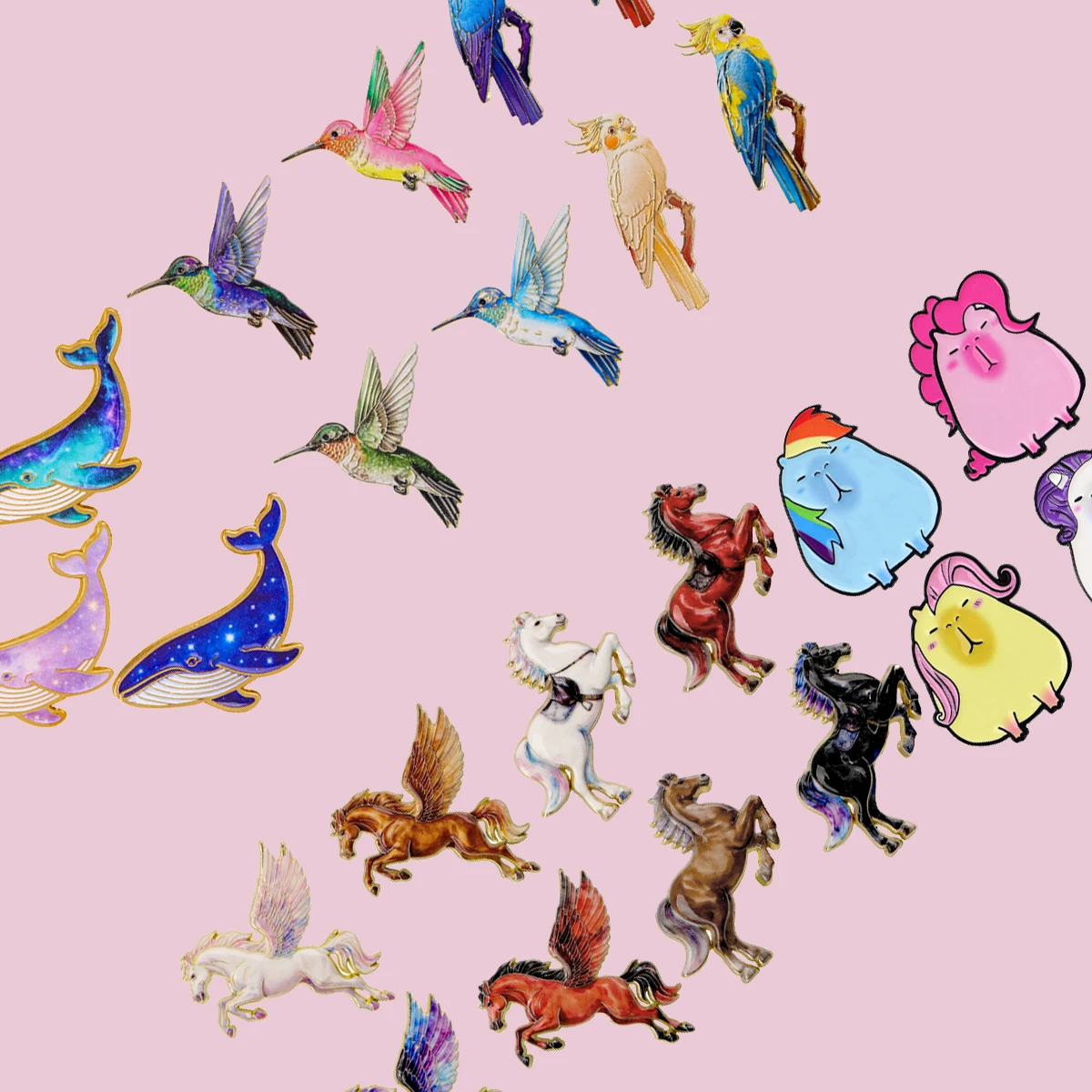 

Mix 3/4pcs/set Vivid Parrots Enamel Pin Horses Metal Brooch Backpack Hat Bag Collar Lapel Badges Fashion Jewelry Collection Gift