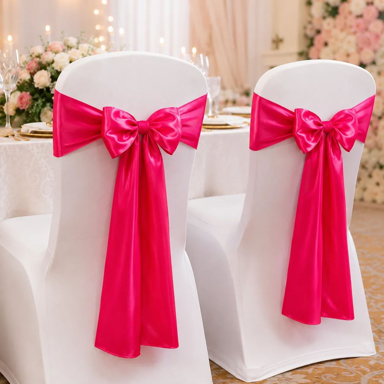 2pcs Satin Tablecloths Rose Red Polyester Table Cover 30x275cm Wrinkle Resistant Wedding Banquet Party Decor