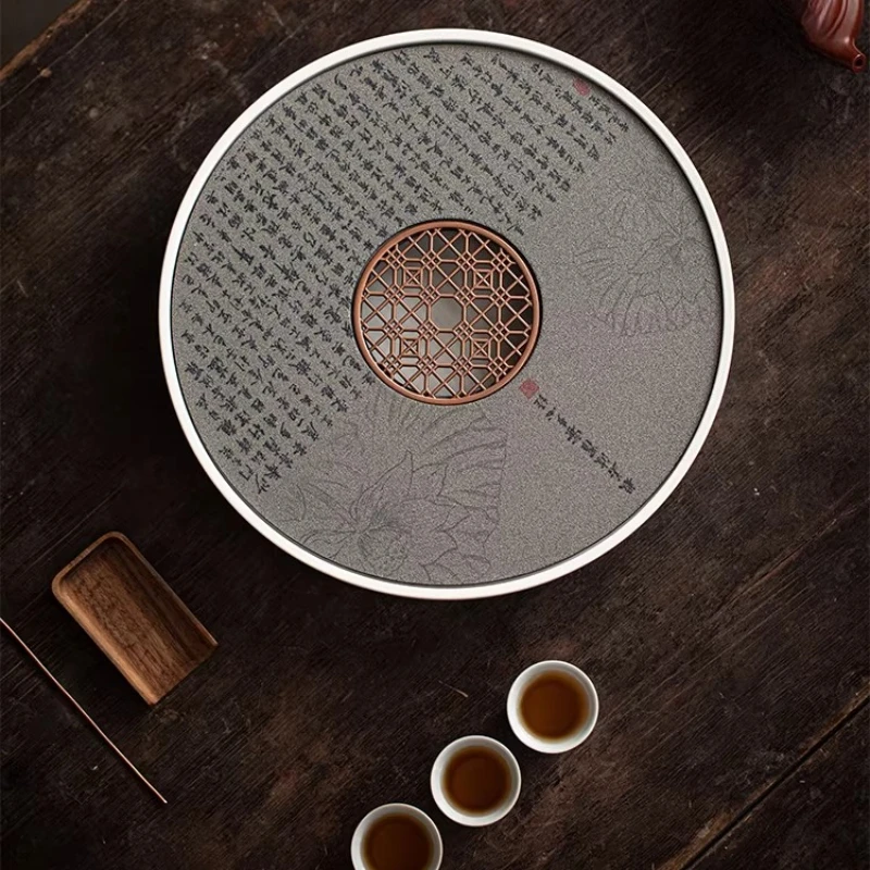 Large Tea Tray Round Original Designer Antique office Gongfu Ceramic Tea Tray Indoor Supplies bandejas de madera Tea Supplies