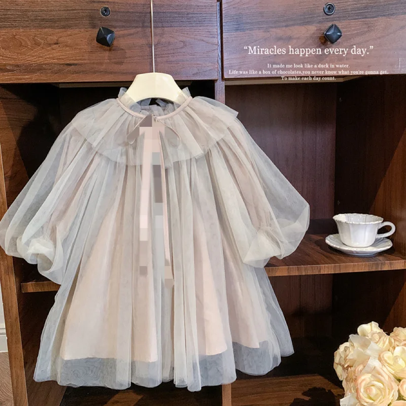Girls' Spring and Autumn New Western Style Super Fairy Little Girl Mori Style Princess Dress