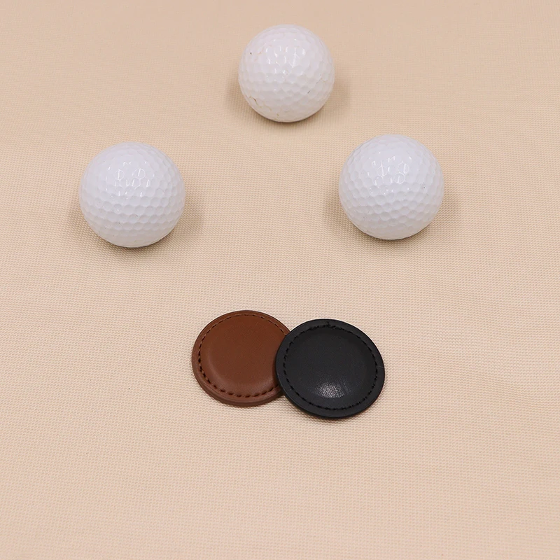 1Pc Flat Round Magnetic Golf Balls Position Marker Artificial Leather For Golf Course Competition Accessory Golfers Gifts 4x4cm