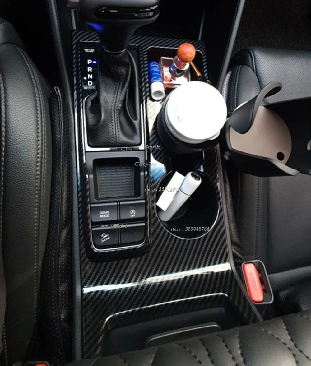 LHD RHD For Hyundai Tucson 2019 2020 Carbon Fiber Interior Gear Shift Water Cup Cover Trim Window Switch Cover Trim Accessories