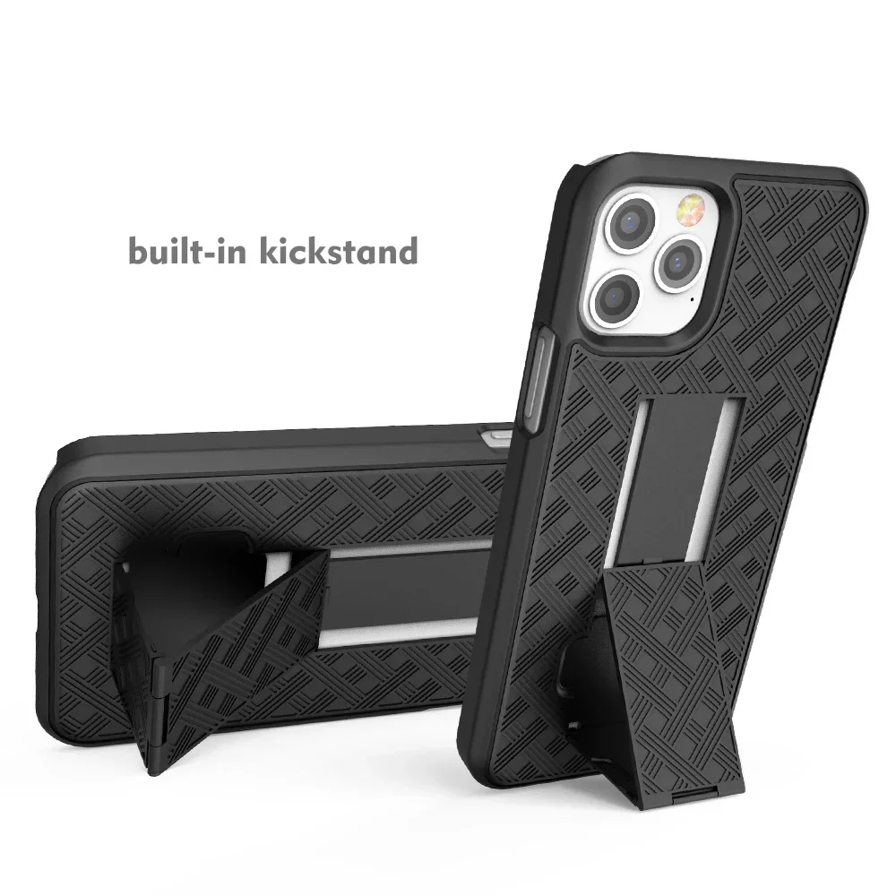 Capa para iPhone 16, 14, 13, 12 Pro, Mini, 11 Pro Max, X, XS, 7, 8, Telefone Shell Holster Combo Case, Kickstand, cinto de cintura Clipe, 15 Mais, 2em 1