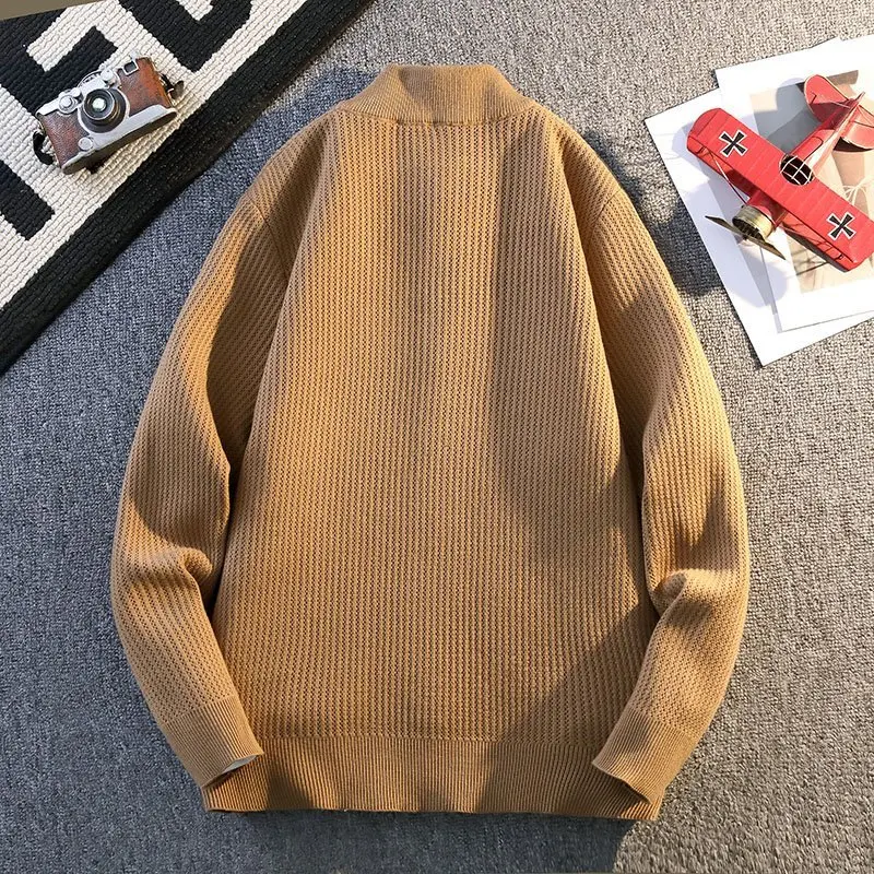 2026 Spring Autumn Cardigan Men Knitted Sweater Outerwear Youthful Vitality Solid Color Single Breasted Casual Knit Sweatercoat