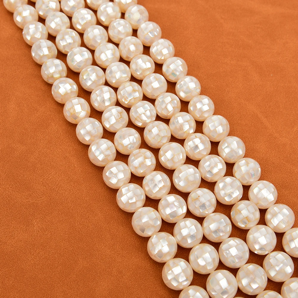 APDGG 16mm Natural White Sea Shell Round Ball Loose Beads 15.5'' Strand For Pearl Necklace Jewelry Making DIY