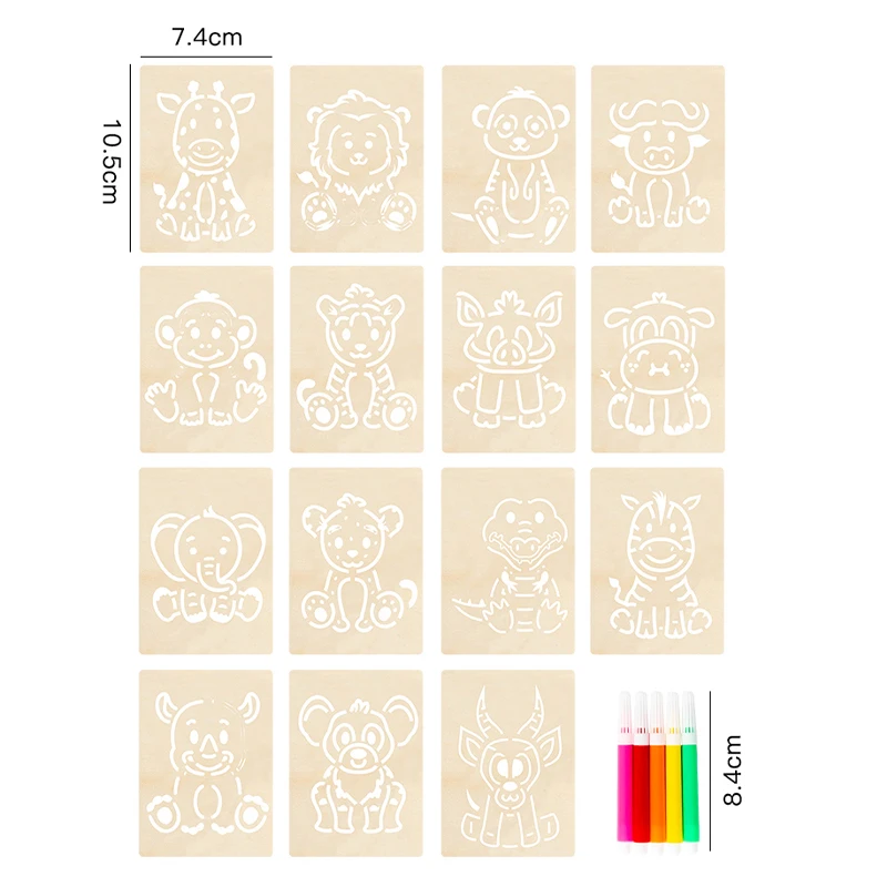 Montessori houten tekentafel voor kinderen, speelgoed, doe-het-zelf-schildersjablonen, sjabloon, ambachtelijk speelgoed, puzzel, vroeg educatief speelgoed voor kinderen, cadeau