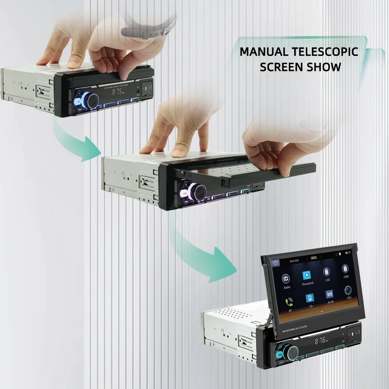 7-Inch Wireless Android 10.0 Car MP5 Player Dashboard Manual Control/SD/RDS/USB/RED Function LCD Amplifier RGB