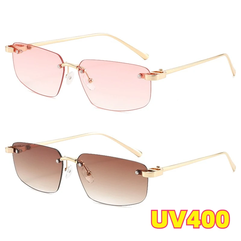 

2026 New Polygonal Irregular Frameless Sunglasses Retro-Chic UV-Protective Shades for Women Classic Driving Sun Glasses UV400