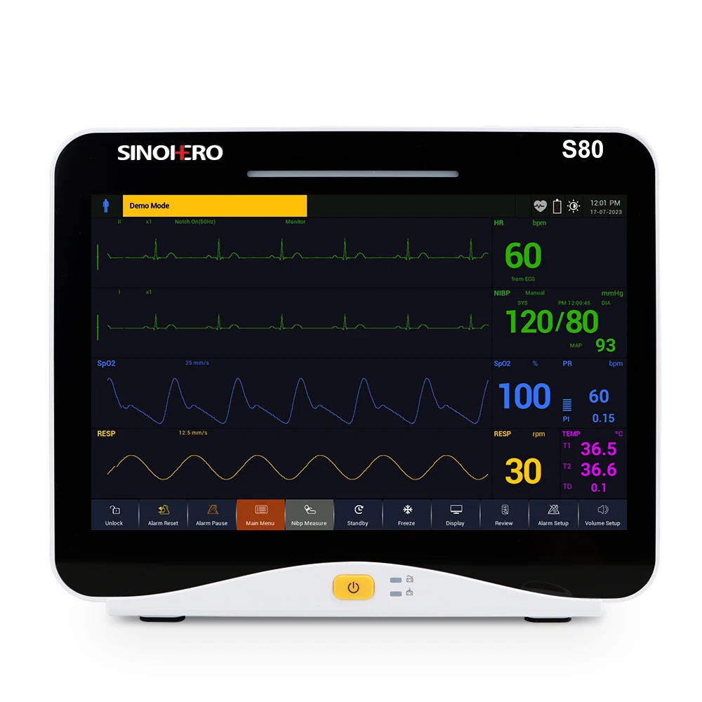 

Multi-Parameter Patient Monitor ICU and Clinical ECG RESP NIBP SpO2 TEMP Monitoring 10.1''Touch Screen NEW S80