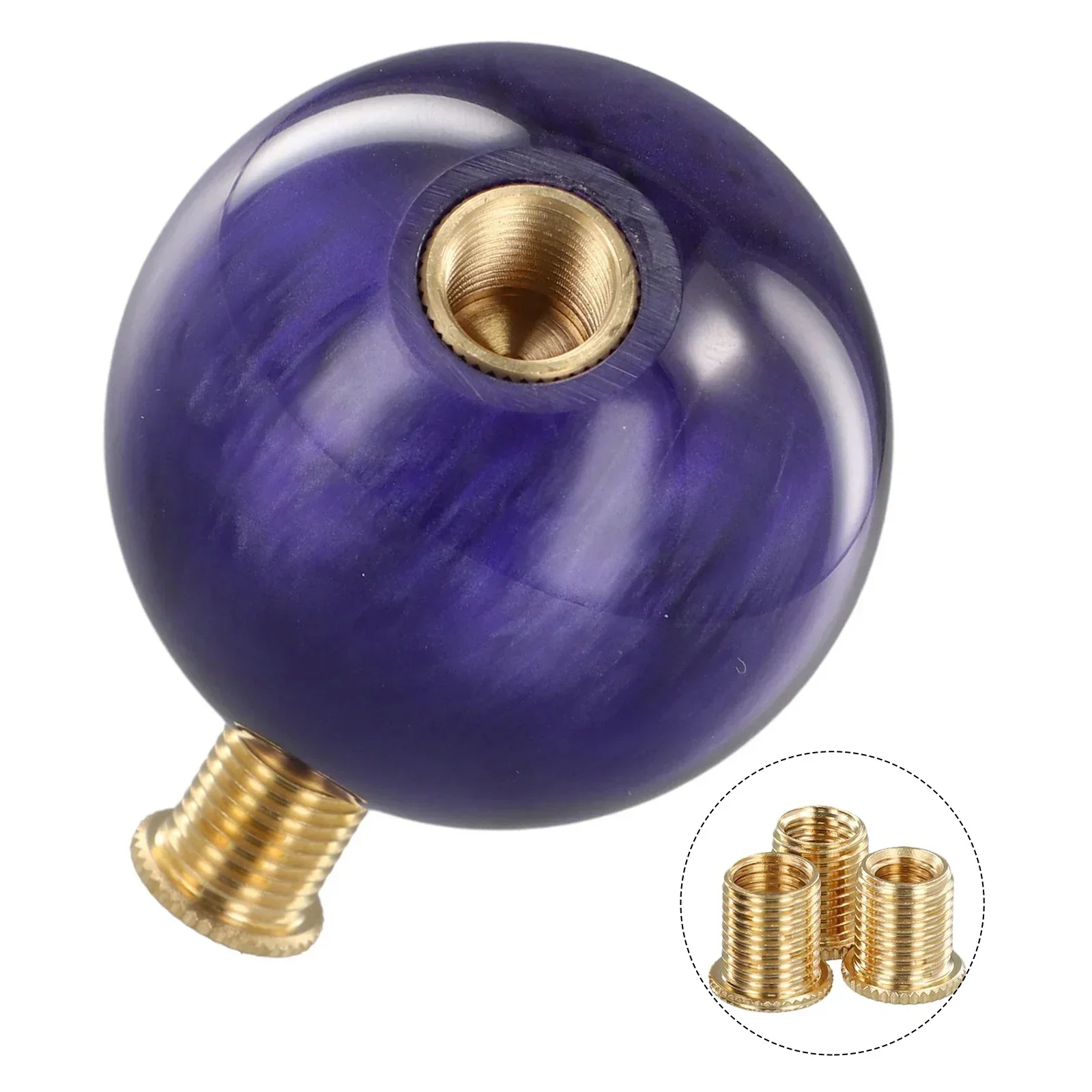 Manual Car Gear Stick Shift Knob Lever Shifter, Purple Color, Billiard Ball Quality, 54mm Diameter, All Metal Threads