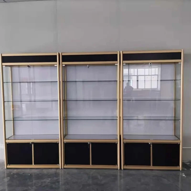 

2025customized.Custom Floor Standing Dust-Proof Product Alloy Wooden Display Showcase