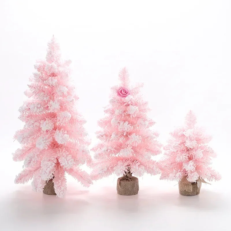 Small Christmas tree pink pointed snowflake Christmas atmosphere decoration Christmas tree desktop window decoration 30cm-60cm