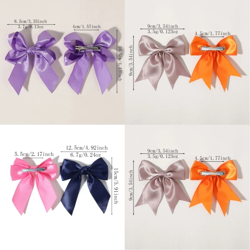 1 Lot Satin Ribbon Bow Hair Clips Girls Long Tail Bowknot Alligator Barrettes Sweet Side Hairpins Daily Party Hair Accessories