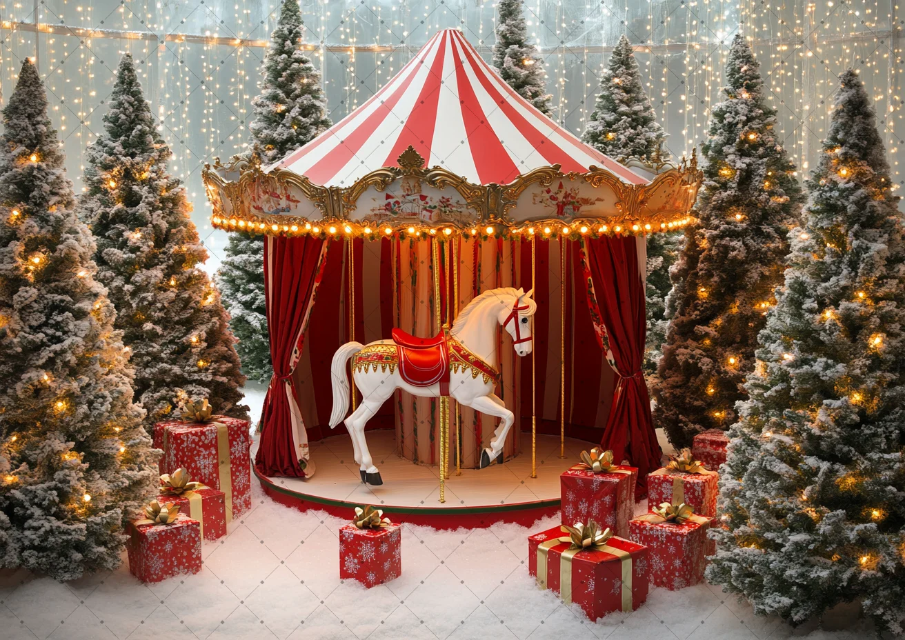 Red White Striped Carousel Ten - огляд і ціна Photography Lighting White Background