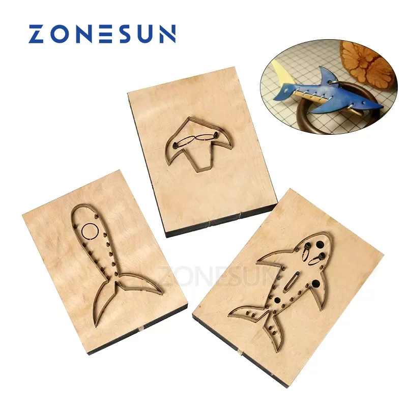 ZONESUN Shark DIY Key Ring Cut Out Wooden Template Punching Die Knife Key Chain Leather Clicker Die Cutting Mould Knife