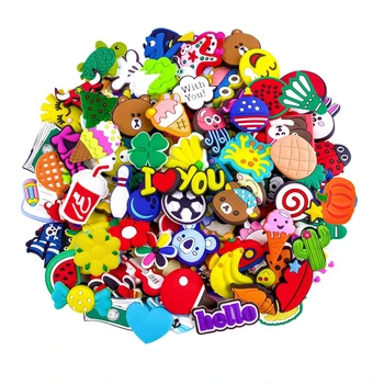 크록스 액세서리용 혼합 랜덤 신발 참 장식, 키즈 참 신발, 어린이, 남성, 여성, 파티, 생일 선물, 도매 