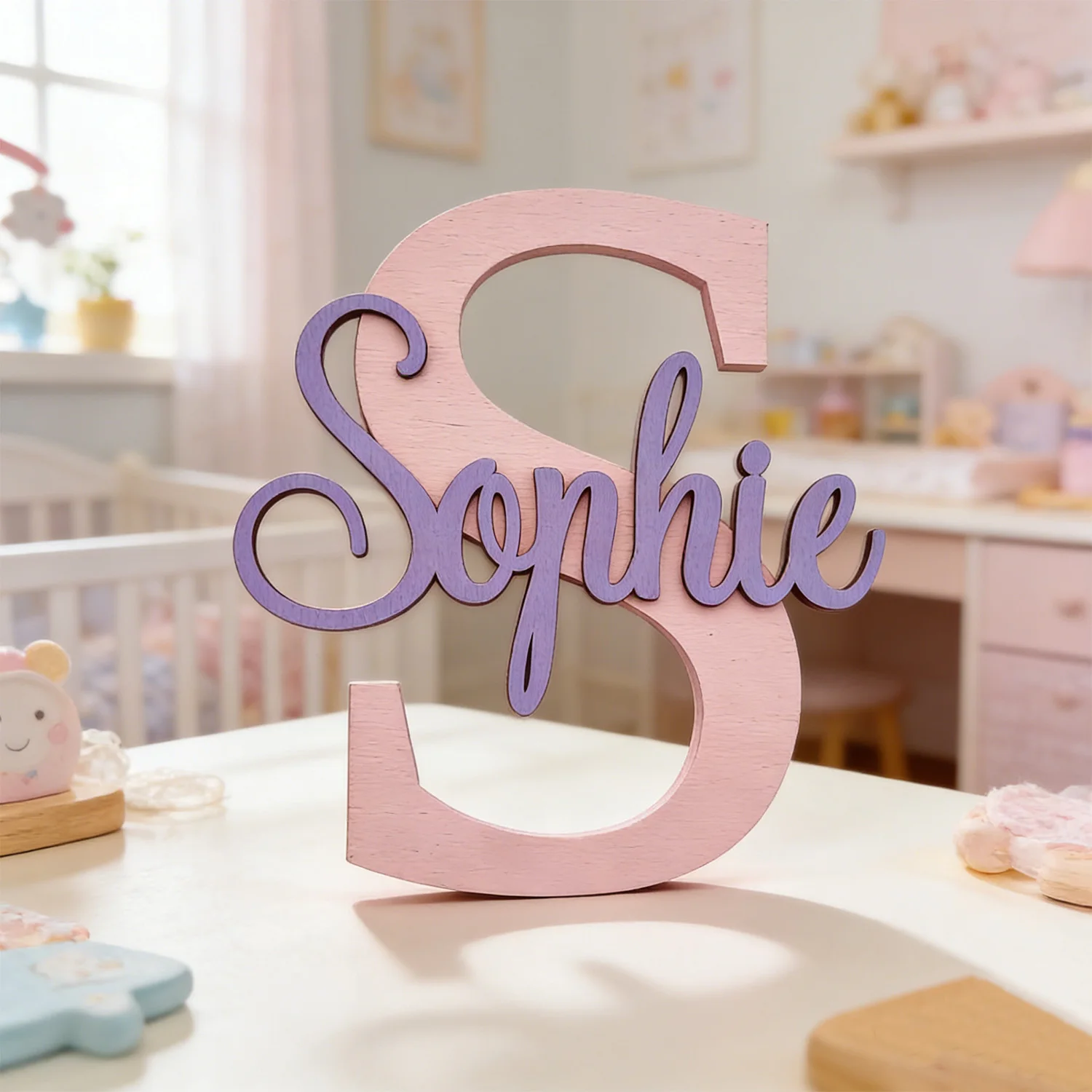 1pc Customized Wooden Surname Brand for Children's Room, Wall Decoration, Baby Room Decoration, Multi Scene Decoration Gift