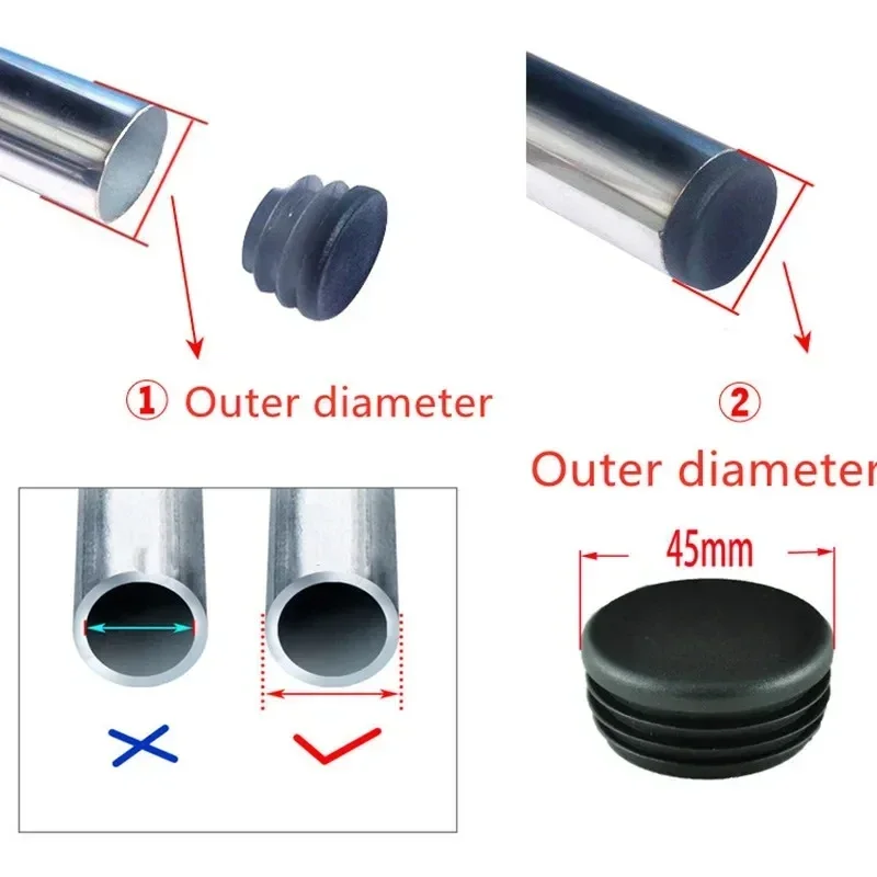 Black Round Pipe Plug 10-60mm Plastic Blanking End Cap Tube Pipe Inserts Plug Bung Insert Stopper For Chair Leg Pipe tapon tubo