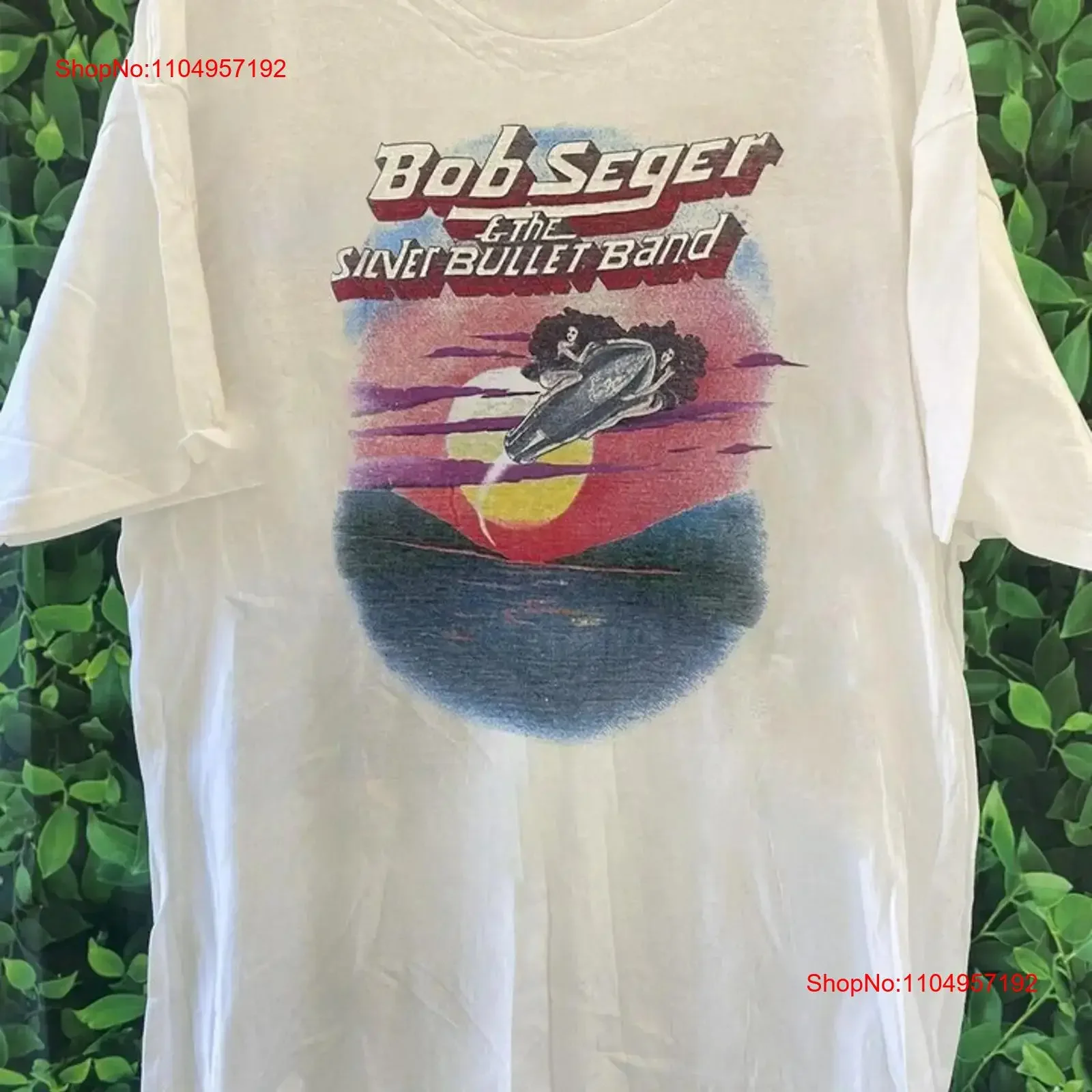 بوب سيجر رصاصة فضية جولة المسافة القطن تي شيرت UU1009 خمر غسلها امتدت قمة الموضة لارتداء اليومي #1