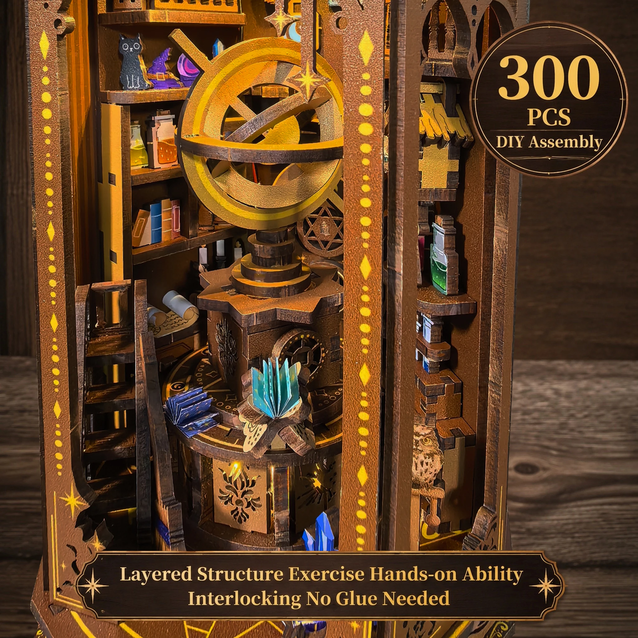 3d wooden puzzle for adults Magic Lantern book nook with lights model kit dollhouse DIY Birthday and Christmas gifts