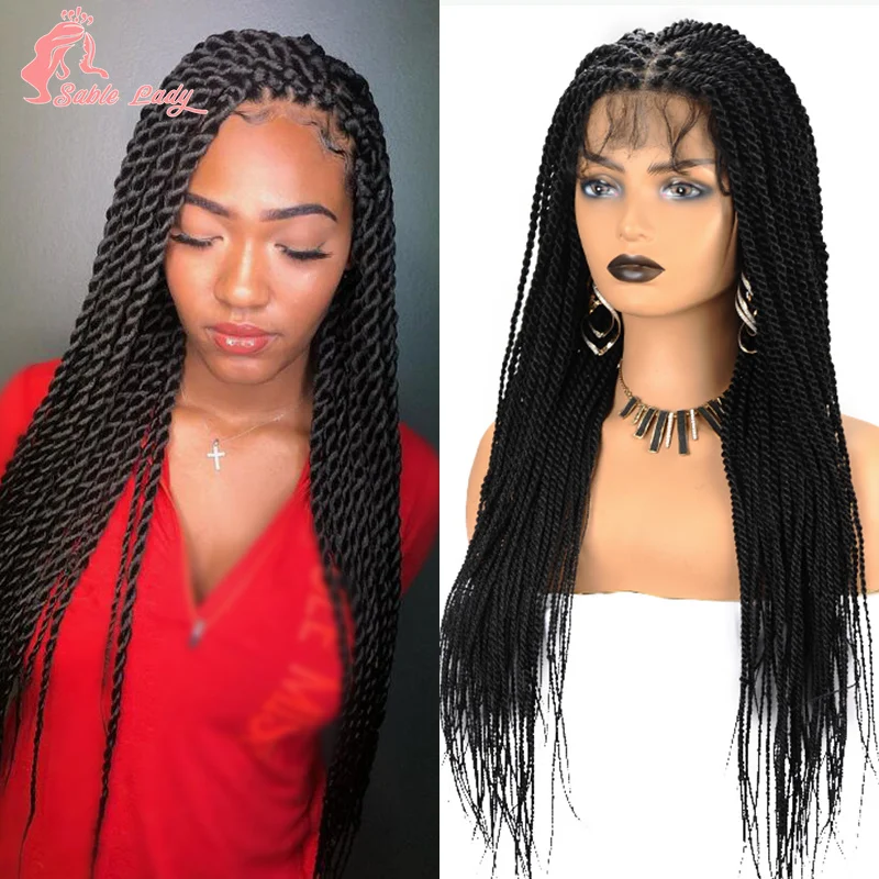 Synthetic Full Lace Frontal Wigs Twist Braided Wigs For Black Women Box Braided Lace Front Wig Faux Locs Wig Goddess Braids Wigs