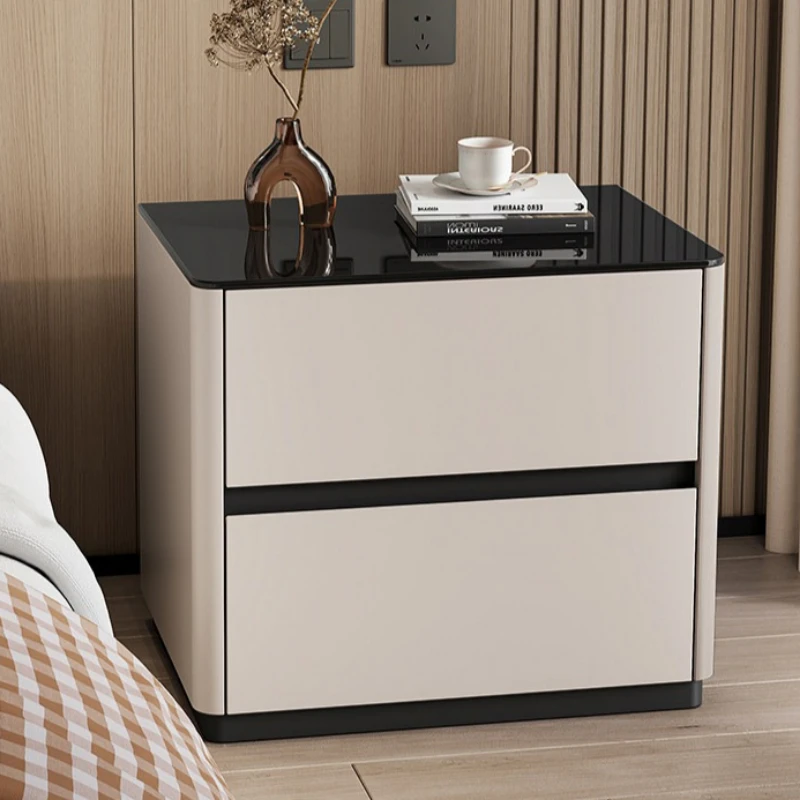 wood bedside table modern windshield explosion-proof Nightstand Comfortable bedroom طاولات السرير الجانبية Organizer furniture