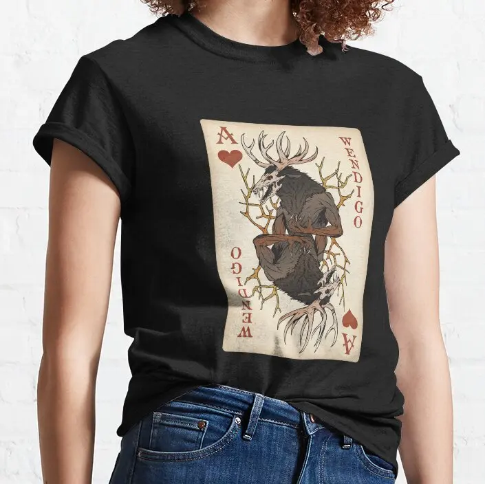 

Wendigo Playing Card - Ace of Hearts Unique Original Artwork Cryptid Gift T-Shirt western t-shirt dress for women