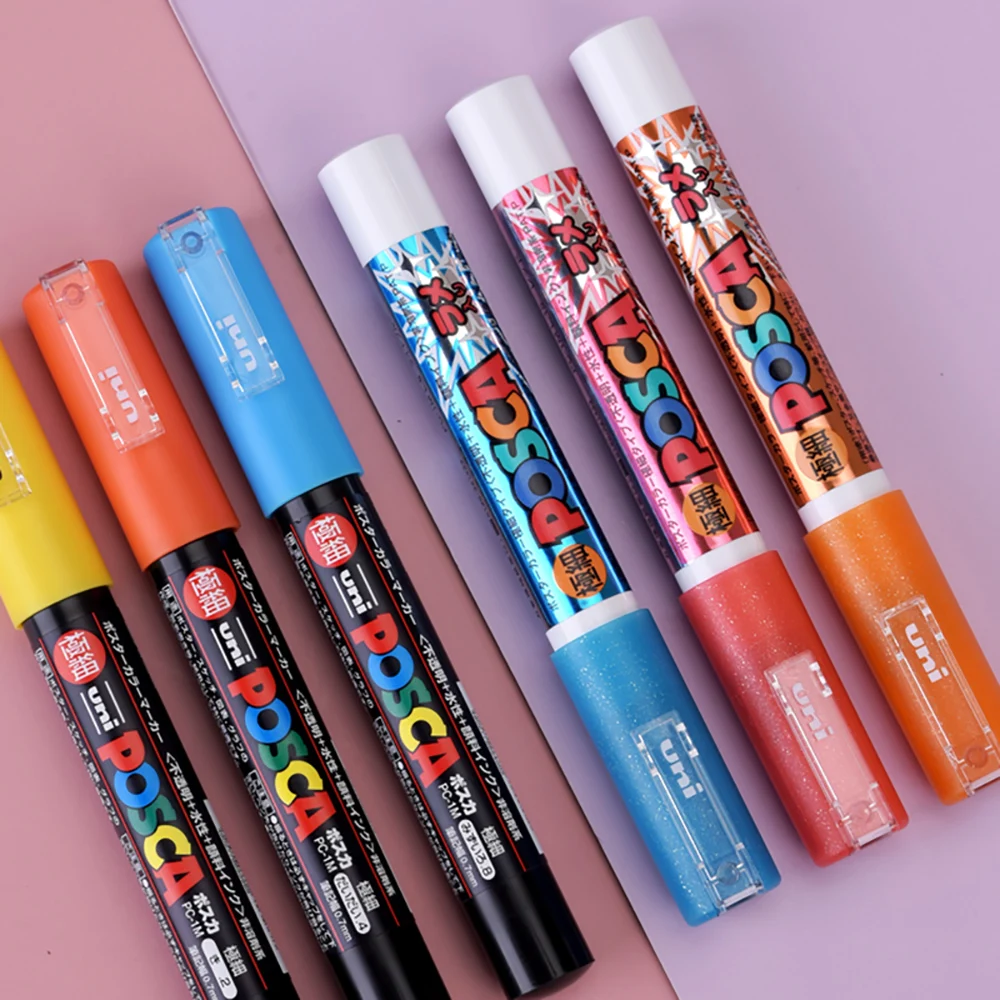 7 Kleuren Uni Posca Verf Markers Volledige Set 0.7Mm-1Mm Plumones Permanente Acryl Graffiti Diy Pen Art Levert Pop Poster Ручки