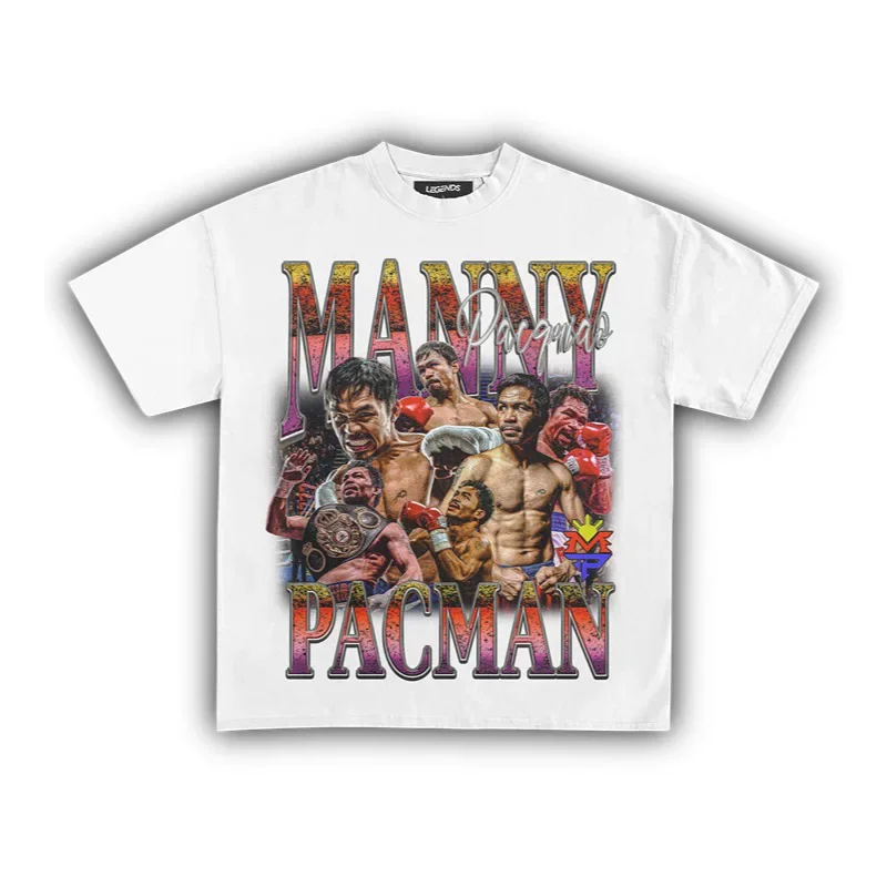 Manny Pacquiao Pacman T-Shirt Oversized Boxing Graphic Cotton Tee Multi-Division Champ Men Women Trendy Fight Merch Streetwear