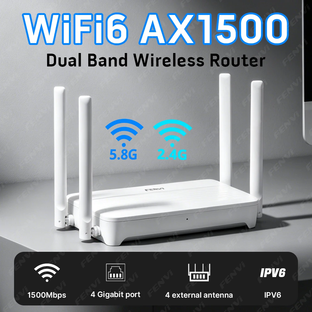 WiFi 6 AX1500 Router Gigabit Wireless Signal Amplifier 1500M Dual Band 2.4G/5GHz Wireless WiFi Extender Booster 802.11AX Router