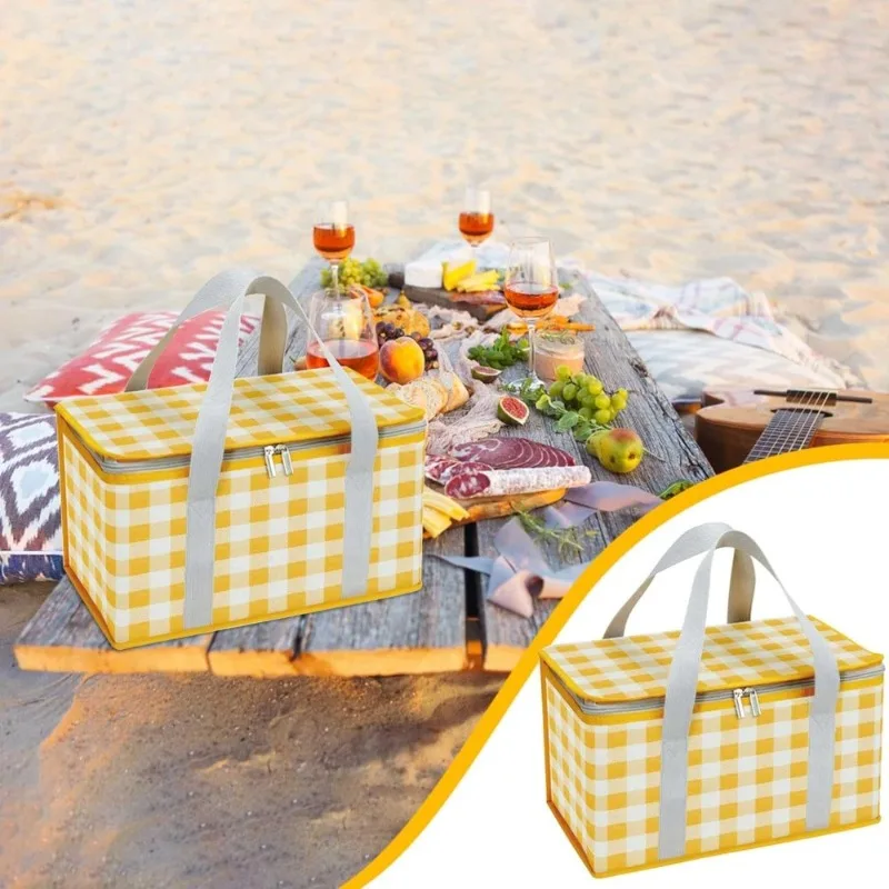 Faltbarer, wasserdichter, isolierter Picknickkorb für Camping- und Strandausflüge mit tragbarer Lunch-Aufbewahrung und Thermo-Kühlbox